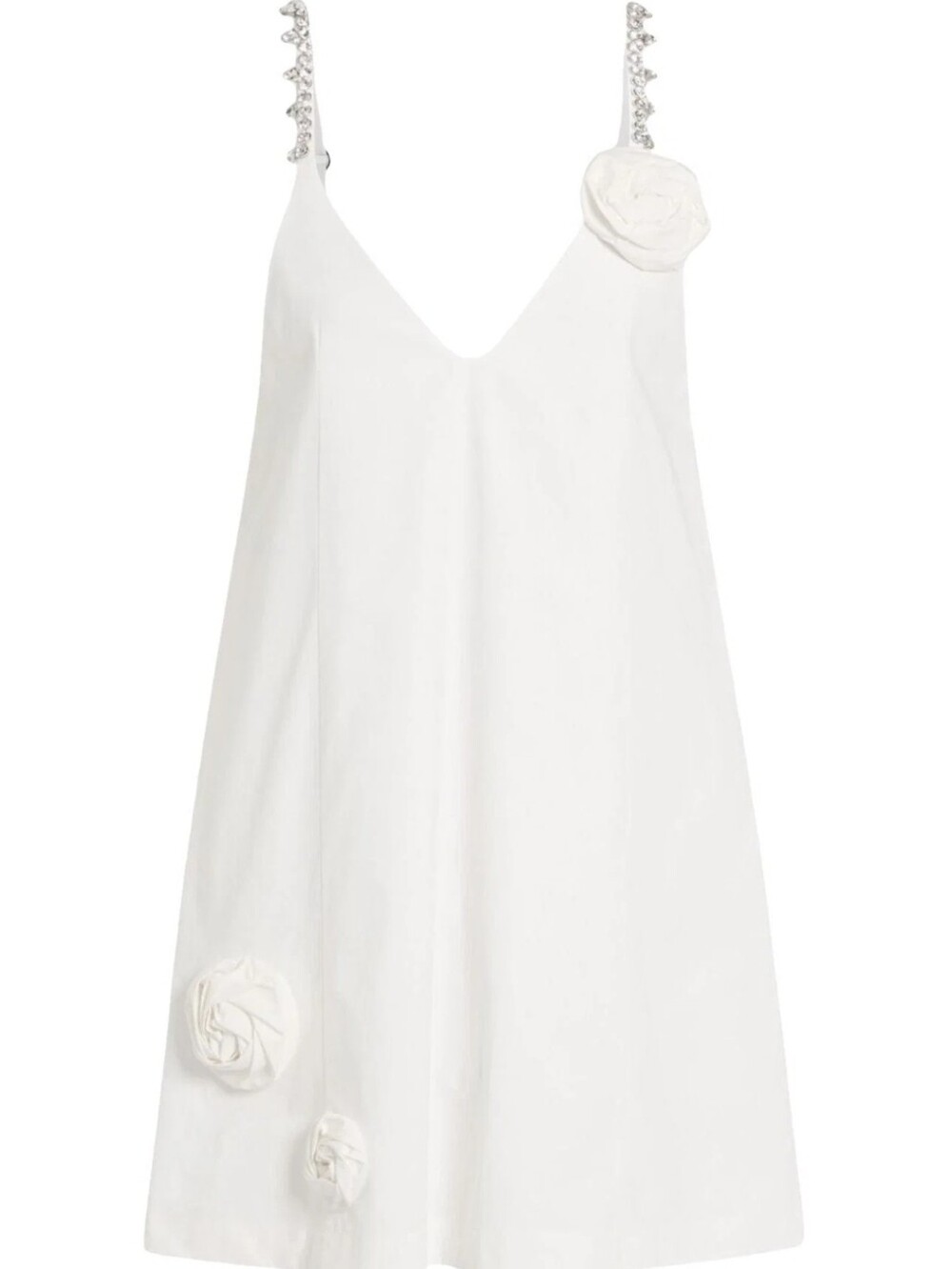 AREA Off-White Crystal Rosette Poplin Minidress Size M NWT